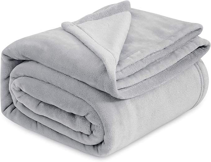 Bedsure GentleSoft Fleece Blankets King Size Light Grey - Bed Blanket Soft Lightweight Plush Cozy Fuzzy Luxury Microfiber, 108x90 inches
