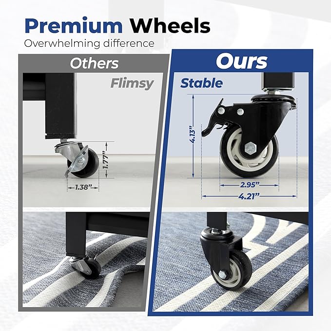 HOMEDANT House 5-Tier Metal Boltless Rolling Cart Shelf Rack Casters Heavy Duty Wheel Shelving Unit Adjustable Utility Storage Shelves Organizer Shelf Kitchen Garage 48.1" W x 18.5" D x 75.4" H 2Pack