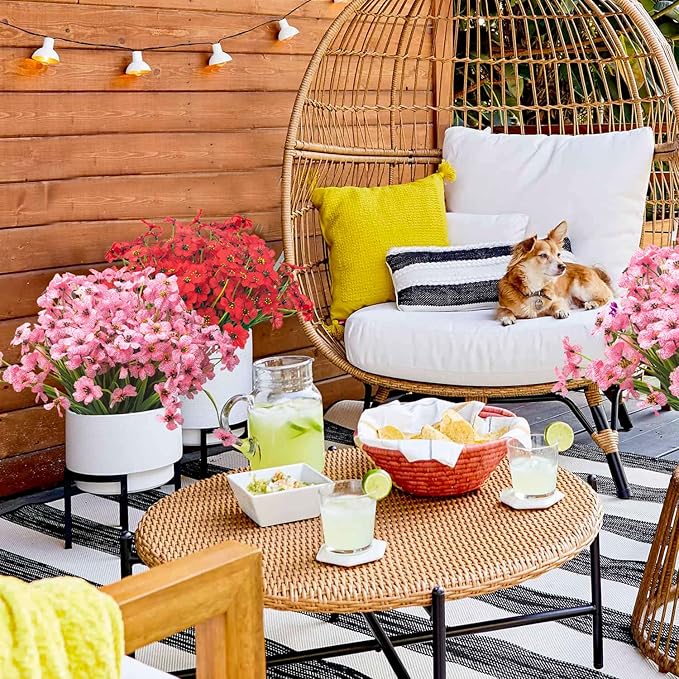 20 Bundles Artificial Flowers, Outdoor Indoor UV Resistant Fake Flowers No Fade Faux Plastic Plants Garden Porch Window Box Decoration