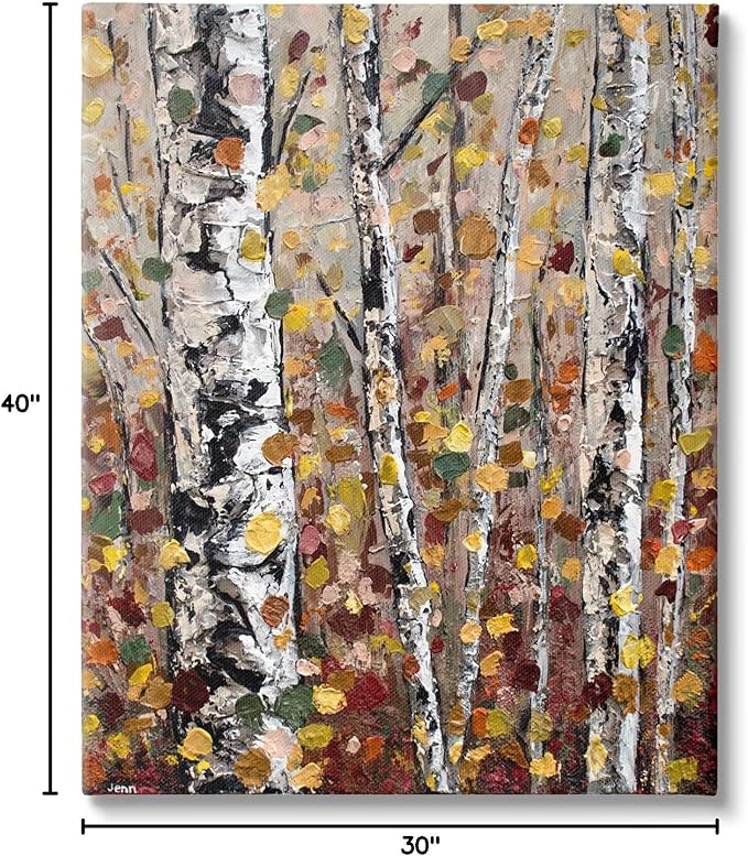 Stupell Industries Autumn Birch Trees Abstract Leaves Canvas Wall Art, Design by Jen Seeley