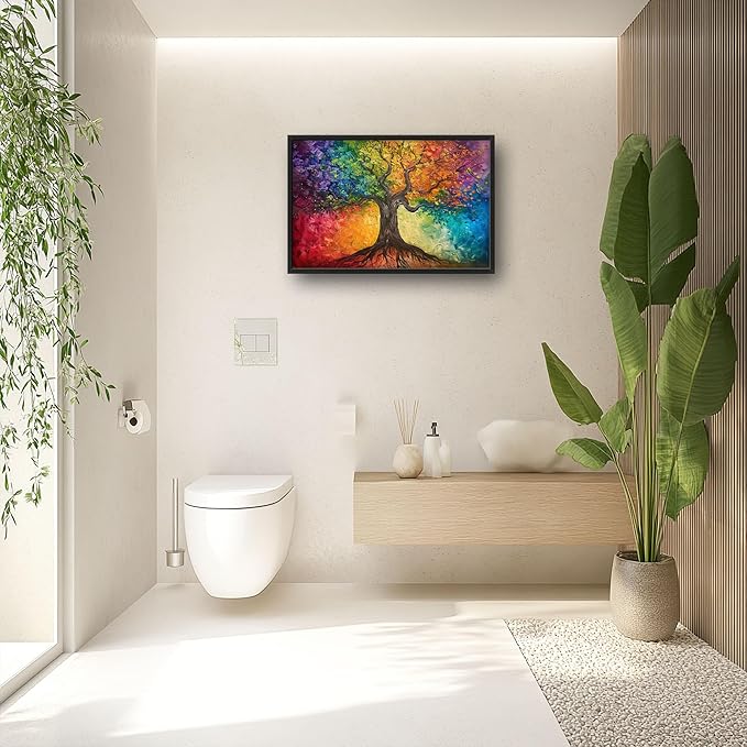 Colorful Tree Large Wall Art for Living Room Framed, Tree of Life Wall Decor Pictures, Canvas Print Painting, Aesthetic Artwork Bedroom Office Home Decor 36"x24"