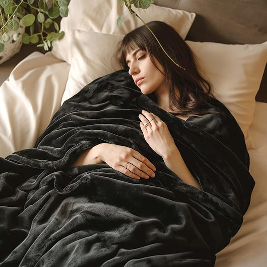 Bedsure GentleSoft Fleece Blankets Queen Size Black - Bed Blanket Soft Lightweight Plush Fuzzy Cozy Luxury Microfiber, 90x90 inches