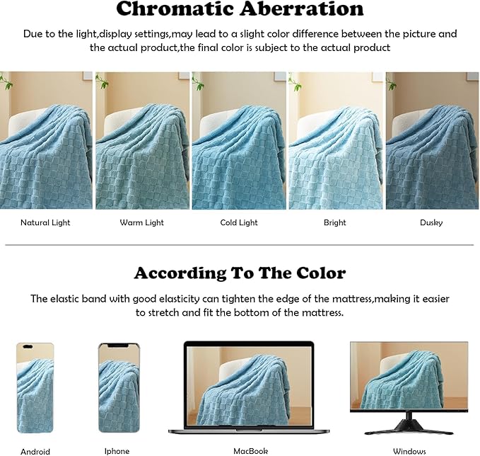 NEWCOSPLAY Super Soft Queen Blanket Blue Premium Silky Flannel Fleece 3D Checkered Lightweight Bed Blanket All Season Use (Blue Checkered, Queen(90"x90"))