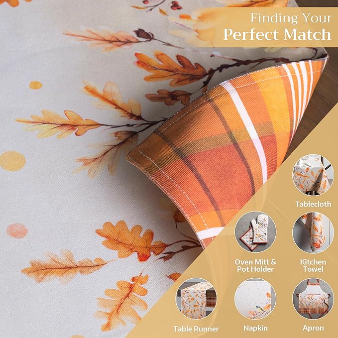 Maison d' Hermine Placemats Set of 4 100% Cotton Washable Cloth Place Mats, Reusable Table Mats for Kitchen Dining Decoration, Party, Wedding, Restaurant (Oak Leaves, 13" x 19")