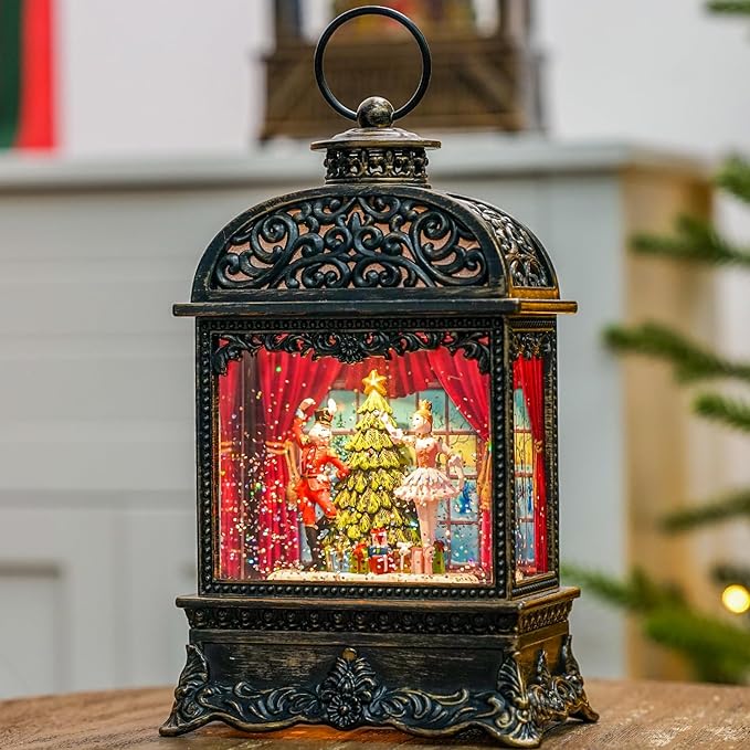 Christmas Snow Globe Lantern, Dancing Princess, Nutcracker and Ballerina, Christmas Tree, Holiday Decorations Gifts for Family, Children or Friends