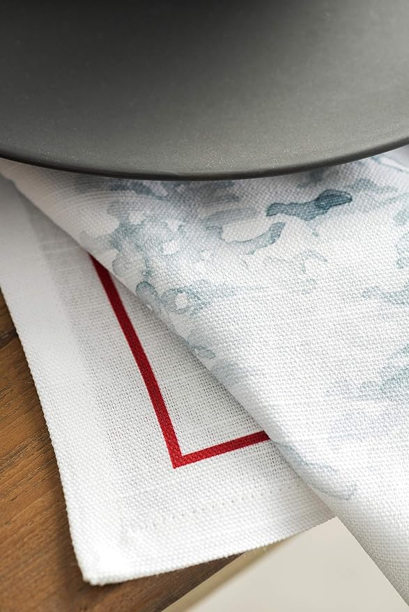 Maison d' Hermine Cloth Napkins Set of 4 100% Cotton Everyday Reusable Square Napkins Cloth Washable, Dinner, Party, Wedding, Restaurant (Morzine, 20" x 20")