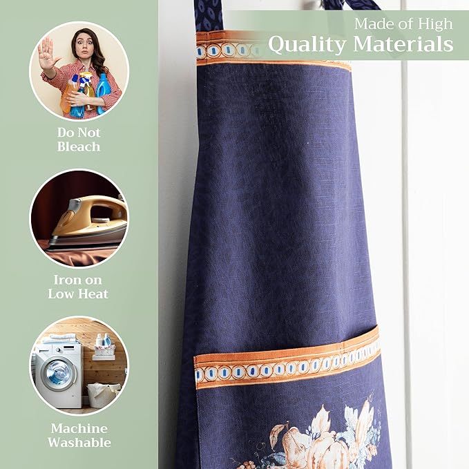 Maison d' Hermine 100% Cotton Apron for women with Pocket Kitchen Chef Apron for Men Cooking Gardening Server Waitress