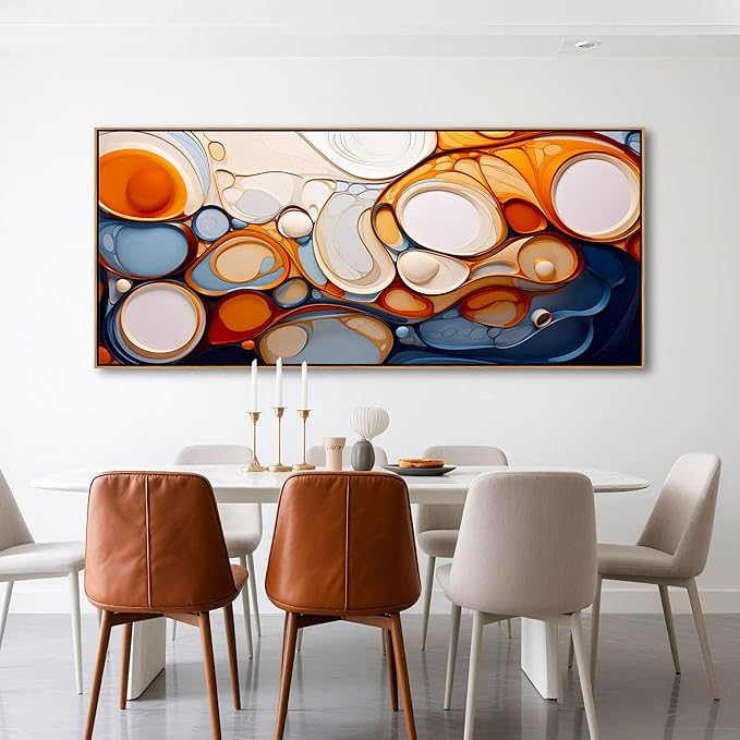 Large Abstract Wall Art Framed Canvas for Living Room - Colorful Modern Aesthetic Bedroom Decor Above Bed, Office Artwork Wood Frame Pictures Wall Decor