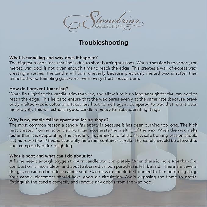 Stonebriar 6 Pack Tall 3 x 6 Inch 65 Hour Long Burning Unscented Ivory Wax Pillar Candles