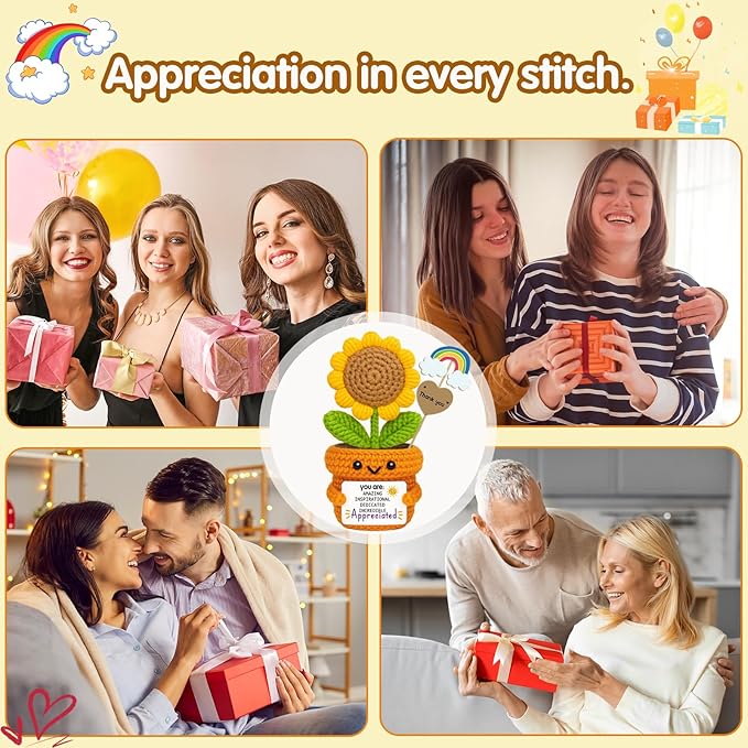 Crochet Sunflower Affirmation Doll – You are Amazing Inspirational Appreciated – Thank You Gift for Teacher, Mentor, Coworker, Recognition Decor for Retirement, Farewell, Christmas, Thanksgiving