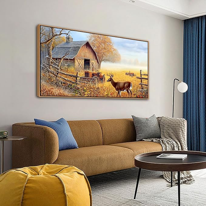 JEAWA Animal Canvas Wall Art Decor - Deer Canvas for Wall Decor, Farm Artwork Decor, Large Framed Wall Art for Living Room Bedroom, 24x48 IN