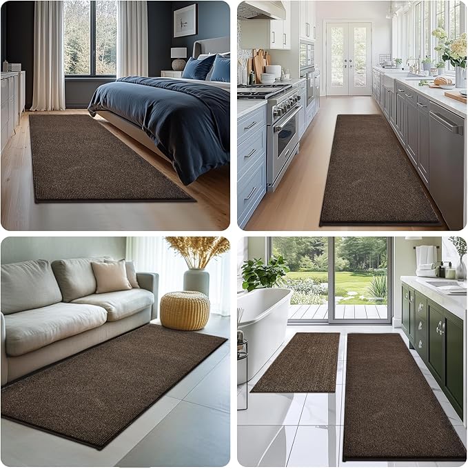 Washable Kitchen Rug 24" x 35.5" / 60cm x 90cm, Non Slip Kitchen Mat for Floor, Absorbent Indoor Entryway Rug for Laundry, Bathroom, Bedroom