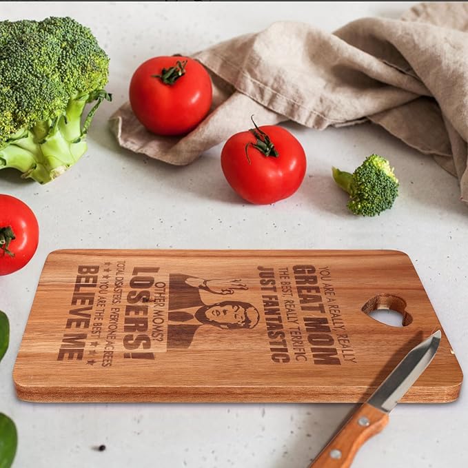 Gift for Mom from Daughter Son Decor Wooden Cheese Charcuterie Boards Unique Christmas Mother's Day Birthday Presents Mum Engraved Acacia Wood Cutting Board Funny Thanksgiving Xmas Gifts for Mummy