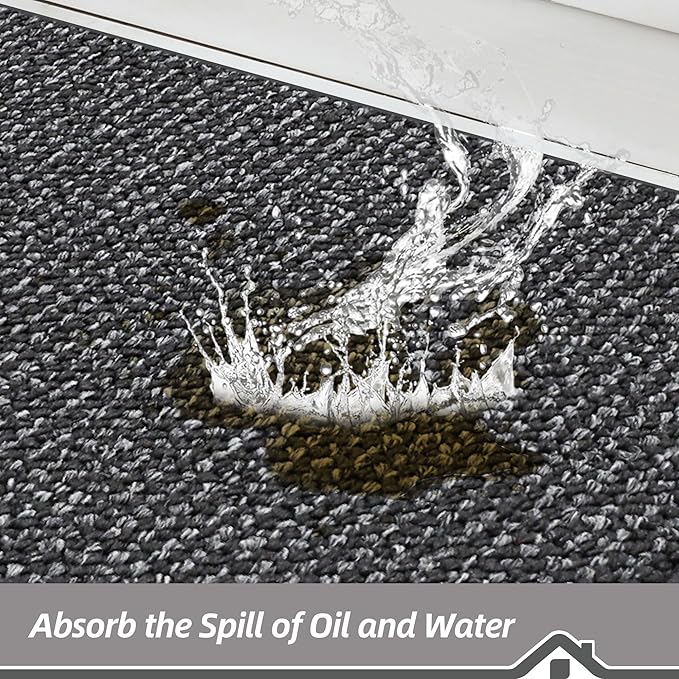 BEQHAUSE Kitchen Rugs 32"x48", Non-Slip Kitchen Mats for Floor, Super Absorbent and Stain Resistant Kitchen Rugs, Machine Washable Rugs for Kitchen, Hallway, Laundry & Sink, Charcoal