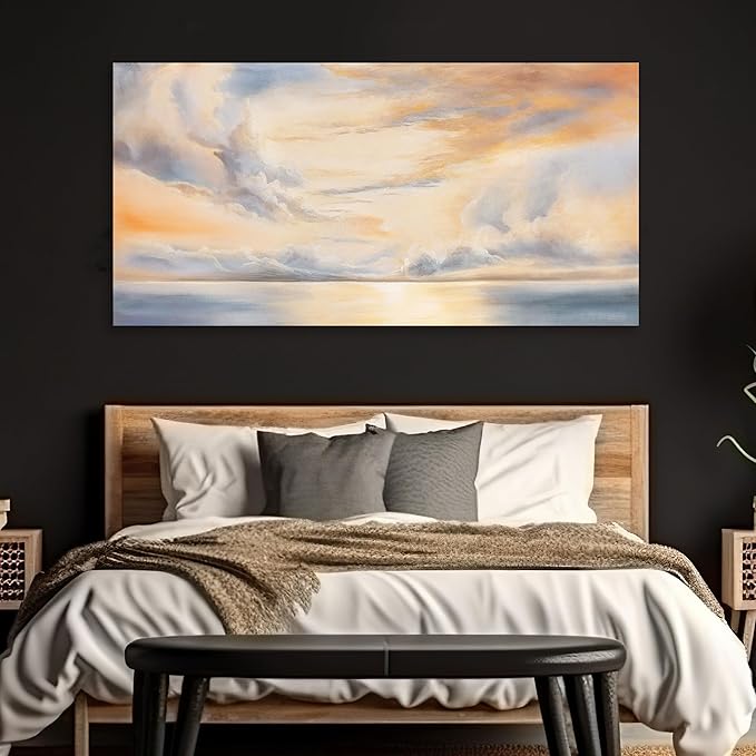 Glvzygy Abstract Wall Art Nature Scenery Wall Decor Sky Clouds Sunset Wall Art Prints Canvas Painting Wall Decor Artwork for Home Room Bathroom Living and Office Home Decor Wall 24"x48"