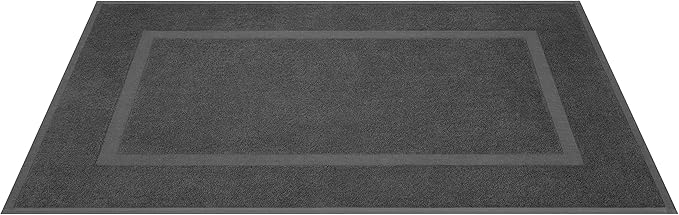 Cotton Paradise 100% Cotton Bath Mats for Bathroom Floor Set of 2 Pack, 20x34 Soft Absorbent Washable Quick Dry Tub Bathmat, Dark Gray Towel Bath Mat