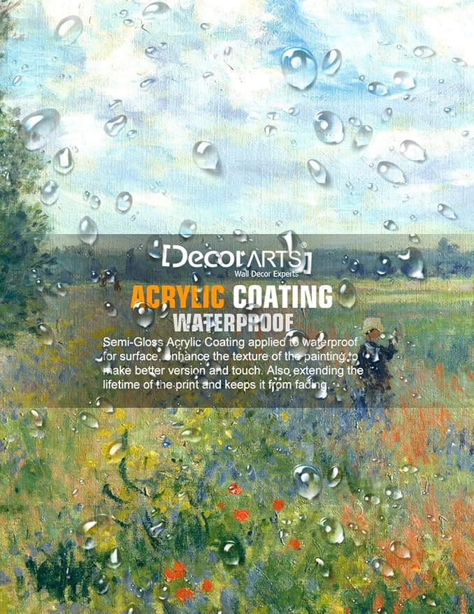 DECORARTS - Poppy Fields near Argenteuil, Claude Monet Art Reproduction. Giclee Canvas Prints Wall Art for Home Decor 24x20