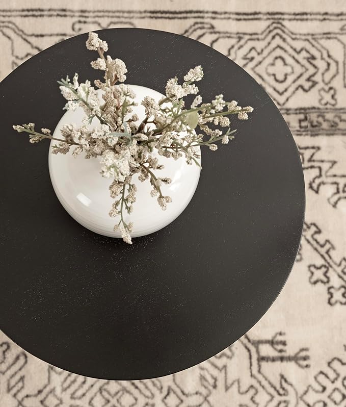 Kate and Laurel Dahl Modern Slatted Wooden Round Drink Table; 12 x 23; Black; Transitional Wood Accent Pedestal Table for Use as Living Room Plant Stand or Small Bedroom Nightstand