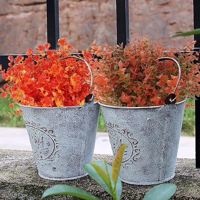 RECUTMS 12 Bundles Artificial Fall Flowers No Fade Faux Autumn Plants, Fake Indoor Outdoor Greenery Fall Decorations for Thanksgiving Christmas Wedding Party Home Garden Fireplace Décor