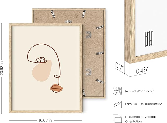 HAUS AND HUES Female Figure Wall Art Line Drawing - Single Line Drawing Wall Art, Minimalist Woman Art Print Line Art Wall Decor Silhouette Lipstick (Beige Frame, 16x20)
