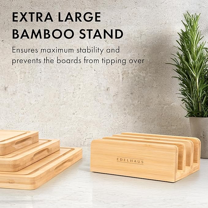 Bamboo Wooden Cutting Boards for Kitchen, Cutting Board Set of 3, Chopping Boards with Juice Groove for Meat, Cheese & Vegetables - Durable, Double sided wood cutting board with serving Compartments