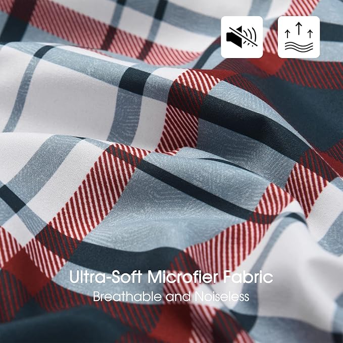 Beyond Basic King Size Comforter Set - Black & Red Striped, Lightweight Down Alternative King Set (Red/Black)