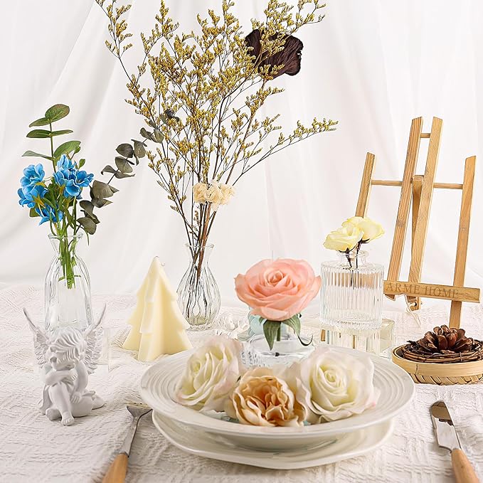 Arme 4 Pcs Bud Vases，Small Flower Vases Glass Vases for Flowers Mini Vases Glass Bud Vases Set for Centerpieces,Small Glass Vases Vintage Little Vases for Home Wedding Decor