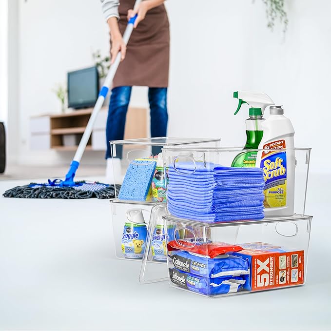 Sorbus Large Clear Plastic Storage Bins with Lids, Clear Stackable Storage Bins, Laundry Room Organizer Bins, Office, Classroom, Playroom, Bathroom, Laundry Room Organization and Storage (2 Pack)