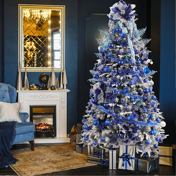 Wironlst Christmas Ball Ornaments - 30pcs Shatterproof Plastic Christmas Ornaments Hanging Ball Decorations for Xmas Tree, Holiday, Wedding, Party (Multi-Size, Blue)