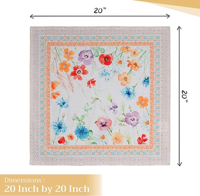 Maison d' Hermine Cloth Napkins Set of 4 100% Cotton Everyday Reusable Square Napkins Cloth Washable, Dinner, Party, Wedding, Restaurant, Spring/Summer (Summer Whisper, 20" x 20")