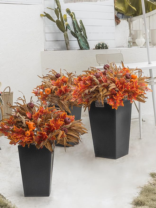 15pcs Outdoor Fall Artificial Branch with Pumpkin, Feather and Maple Leaves for Indoor Outside Hanging Plants Garden Porch Window Box Home Wedding Farmhouse Décor