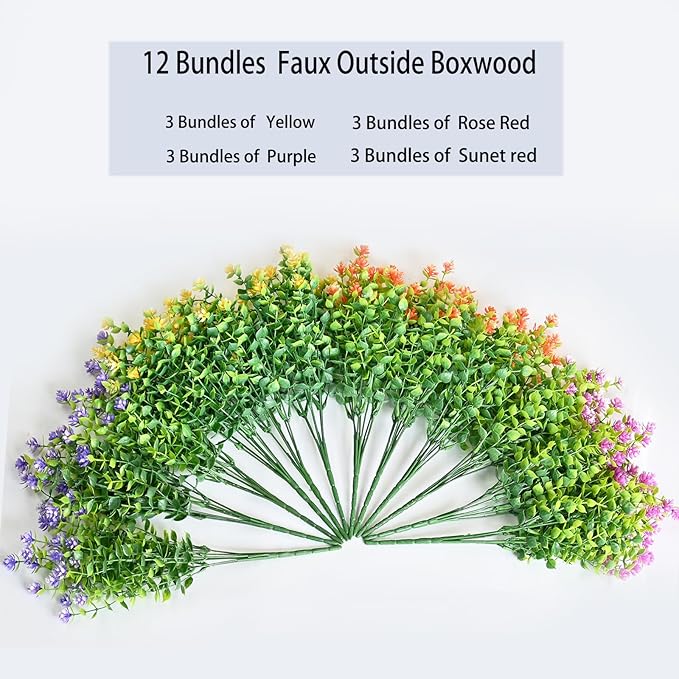LADADA 12 Bundles Outdoor Plant Flowers, Multi Color UV Resistant, Outdoor Porch, Home Courtyard, Garden Decoration（Mix Color）