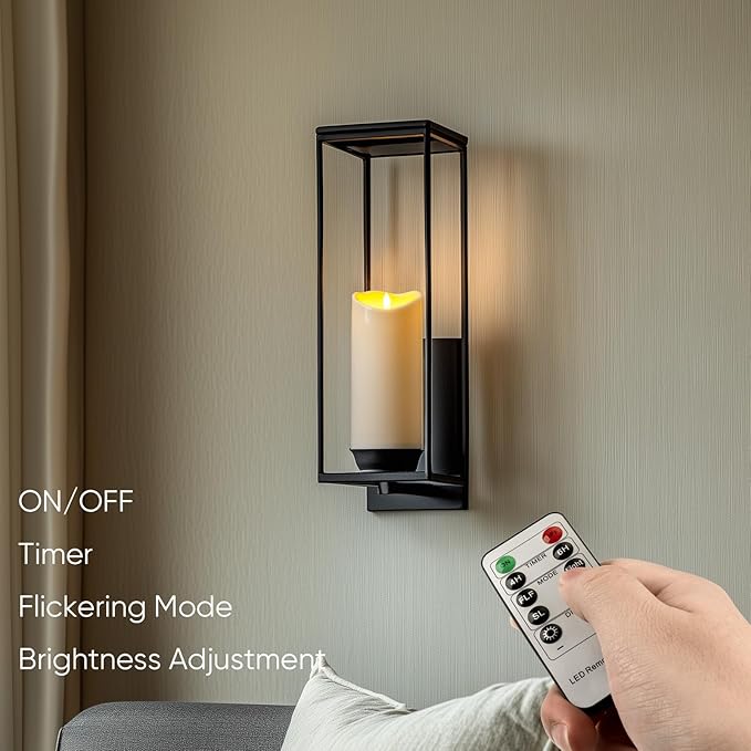 Homemory 4"x9" Outdoor Waterproof Flameless Candles with Timers and Remote Control, Battery Operated Candles, LED Plastic Candles, Ivory White, Set of 2