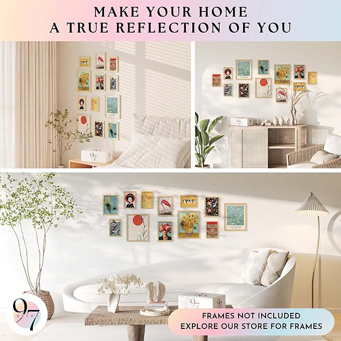 97 Decor Vintage Eclectic Wall Art Prints - Maximalist Funky Pictures, Bright Famous Artist Prints For Wall Decor, Gallery Colorful Art Posters For Bedroom (unframed)