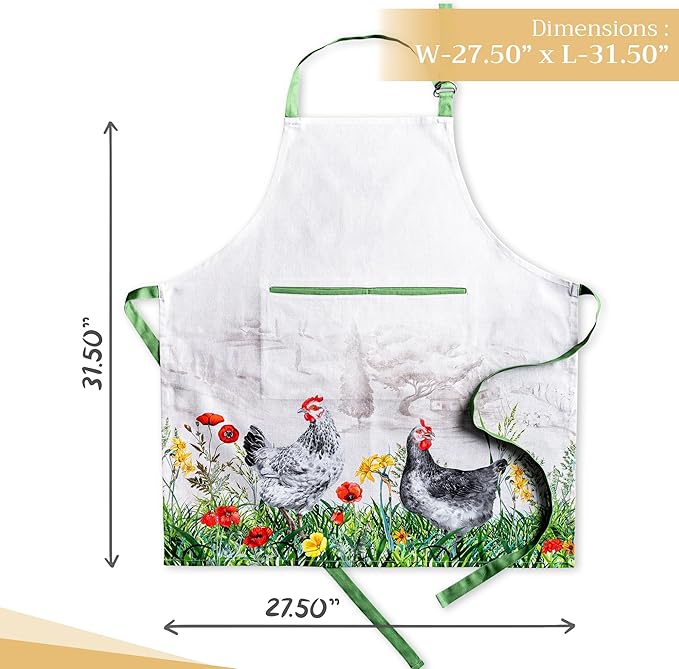 Maison d' Hermine 100% Cotton Apron for women with Pocket Kitchen Chef Apron for Men Cooking Gardening Server Waitress