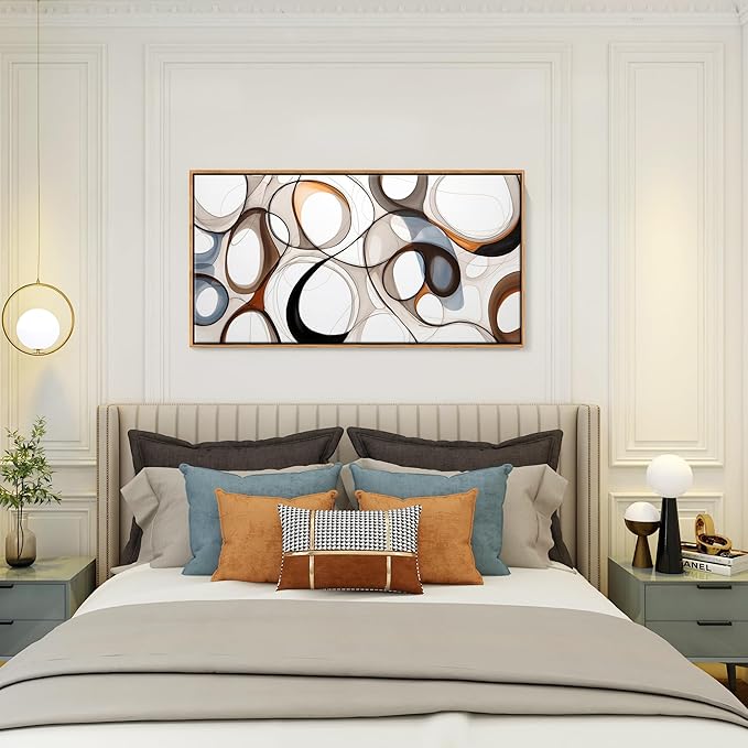 Framed Wall decor for Living Room Brown Abstract Canvas Wall Art - Kitchen & office Wall Art Prints Modern artwork, Wood Frames Decor, Bedroom Decorations 24×48