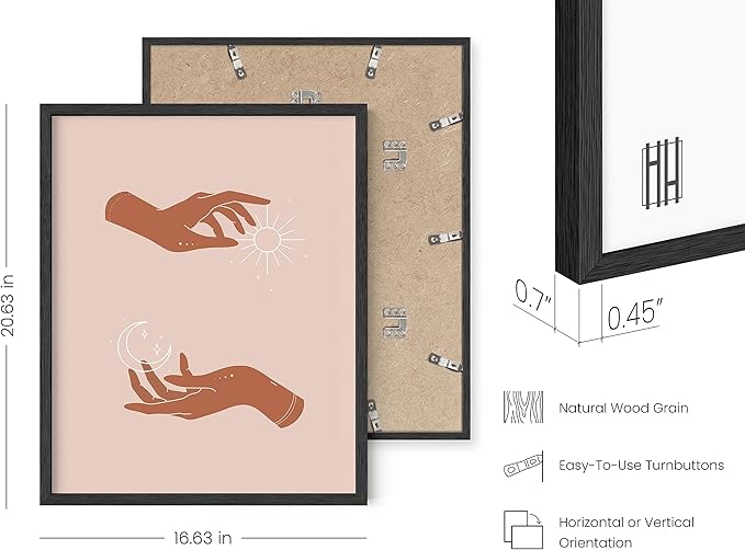 HAUS AND HUES Sun and Moon Art Astrology Posters - Spiritual Wall Art and Celestial Hands Top and Bottom Astrology Room Decor Posters Spiritual Boho Prints Wall Art and Prints (Black Frame, 16x20