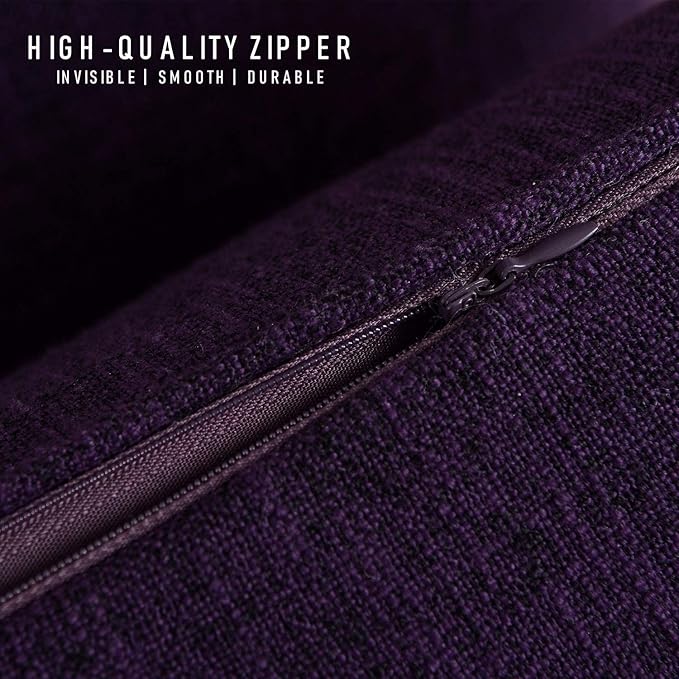 HPUK Linen Throw Pillow Covers Pack of 2, 18x18 Inch Accent Cushion Covers for Living Room, Bedroom, Decorative Solid Color Pillow Covers for Couch, Sofa, Chair, Purple