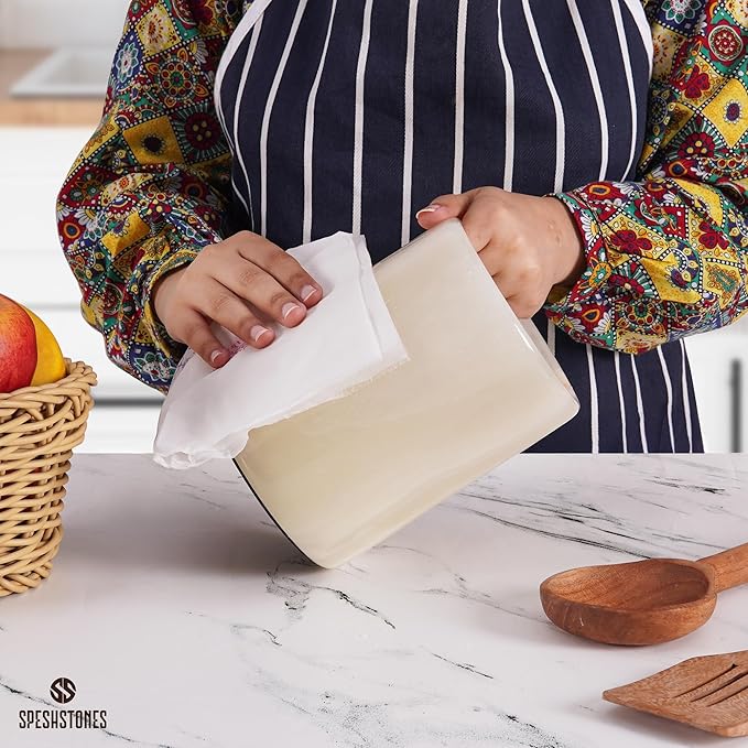 Marble Utensil Holder 6.5 Inch White Onyx Stone Cooking Utensil Crock for Countertop Storage, Modern Utensils Caddy, Spoon & Spatula Organizer for Farmhouse Kitchen Decor