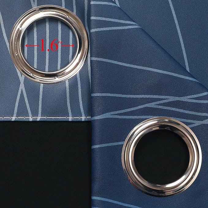 Estelar Textiler Navy Blue and Yellow Ombre Blackout Curtains for Living Room, Full Room Darkening Grommet Curtains for Bedroom, Thermal Insulated Light Blocking Gradient Drapes, 42Wx72L, 2 Panels