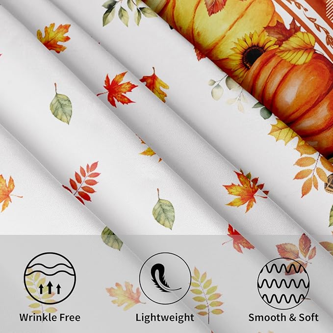 Kawani Fall Round Tablecloth 60 Inch Autumn Harvest Pumpkin Tablecloth Round Farmhouse Rustic Orange Maple Leaf Table Cover Thanksgiving Print Decorative Table Cloth for Home Kitchen Dining Party