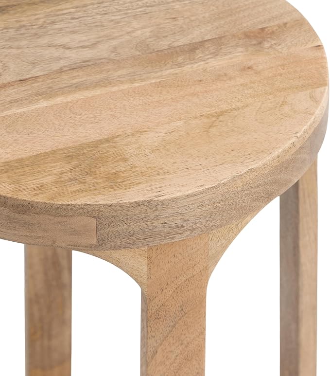 Kate and Laurel Dahl Wooden Round Drink Table; 12 x 23; Natural Brown; Transitional Boho Circle Wood Accent Pedestal Table for Living Room Plant Stand or Small Bedroom Nightstand