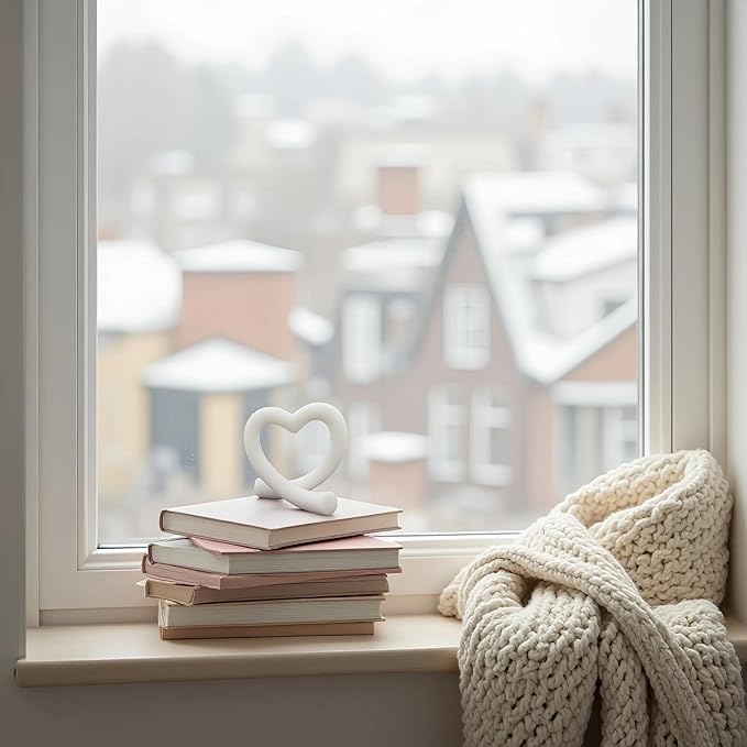 Imitation Marble White Heart Sculpture – Modern Minimalist Love Statue for Romantic Home Decor, Wedding Table Centerpiece for Couples