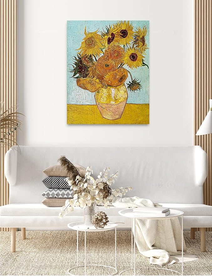 DECORARTS - Twelve Sunflowers, Vincent Van Gogh Art Reproduction. Giclee Canvas Prints Wall Art for Home Decor 30x24