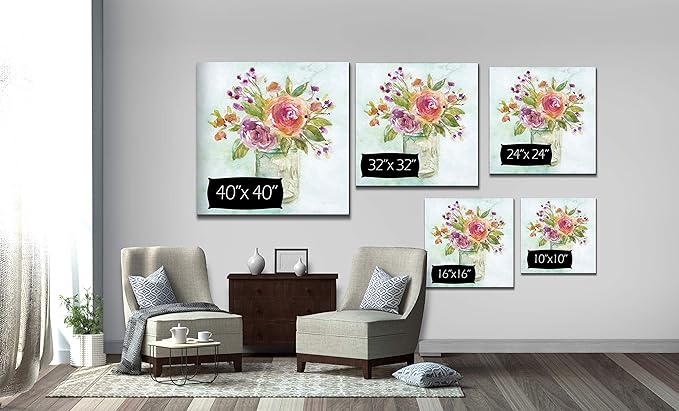 Wexford Home Summer Roses Gallery Wrapped Canvas Wall Art, 16x16