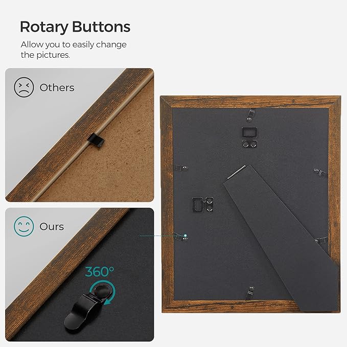 SONGMICS Picture Frames, Collage Picture Frames Set of 10, Two 8x10, Four 5x7, Four 4x6, Photo Frame for Wall Gallery Decor, Table Display, Glass, Rustic Brown URPF010X01