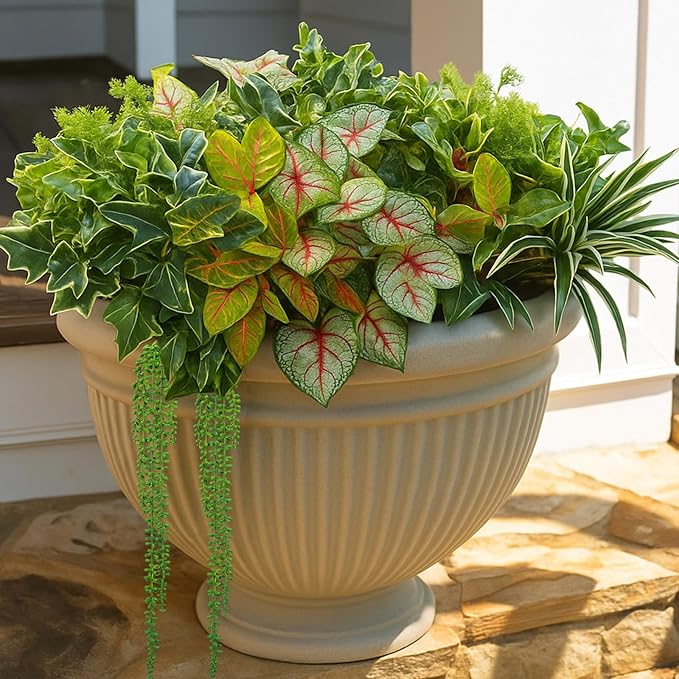 GTIDEA 17 Bundles Outdoor Artificial Plants UV Resistant Fake Greenery Stems Faux Shrubs for Indoor Outside Hanging Front Porch Patio Garden Window Box Home Decor