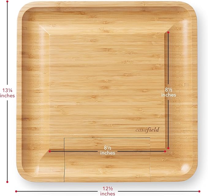Casafield Bamboo Cheese Board and Knife Gift Set, Wooden Charcuterie Board Meat and Cheese Platter for Entertaining, Housewarming, Birthday, Wedding