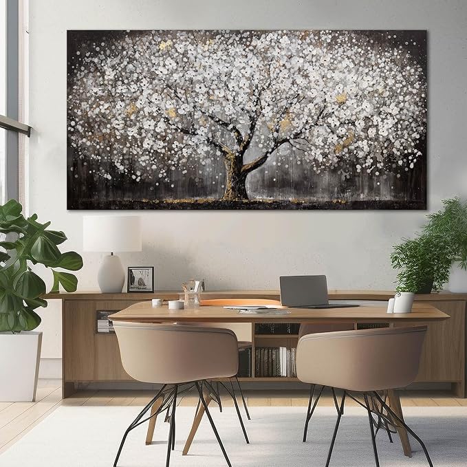 SDYA Plant Wall Pictures Large Neutral Canvas Paintings Black and White Hanging Art 24"x48" BedRoom Wall Decoration Farmhouse Kitchen Decor