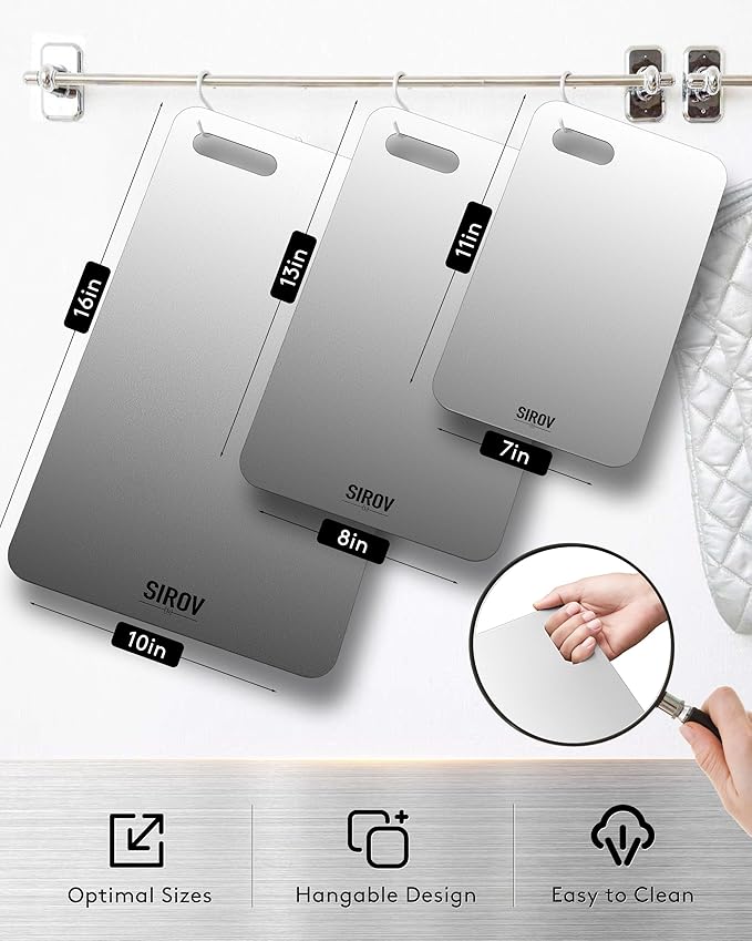 Titanium Cutting Board, 100% Pure Titanium Cutting Boards For Kitchen, Best Non Toxic ti chopping board, Dishwasher safe, Hygiene and Durability for Meat, Fruit, and Vegetables (12L*8W)